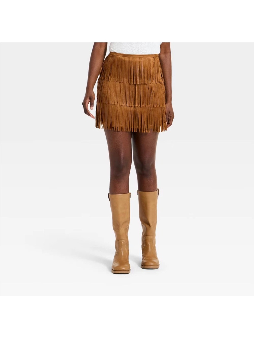 Suede Women's Western Fringe Mini Skirt - Universal